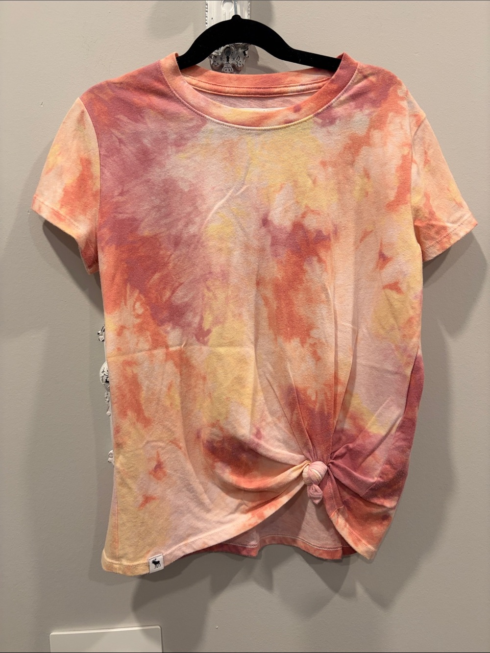 abercrombie kids Tie-Dye Knot Front Tee - Pink Peach Yellow